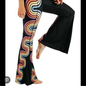 NWT Yoga Democracy Original Bell "Double Rainbow" flare leggings S